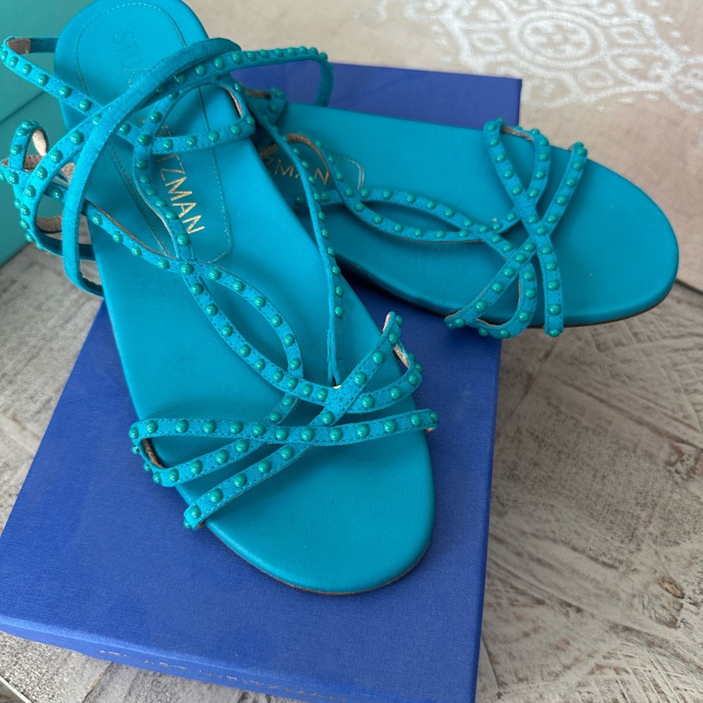 Stuart Weitzman Turquoise Strappy Sandals - Picture 2 of 4